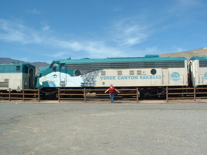 Jenn in front of the train
