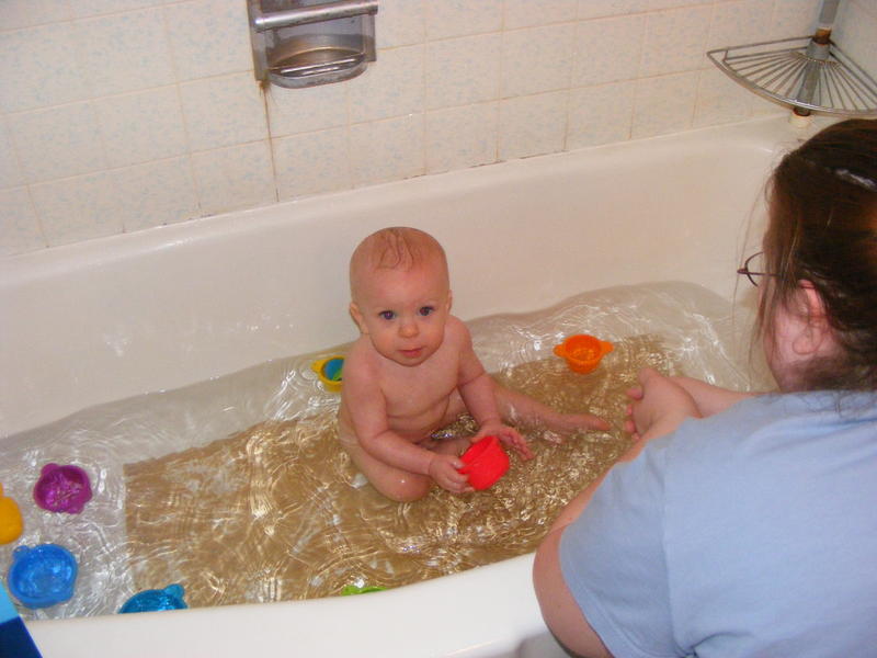 1st bath in the big tub