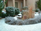 The water feature is frozen over.